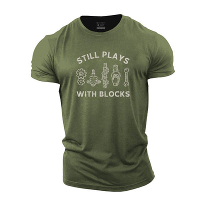 Still Plays With Blocks Cotton T-shirts