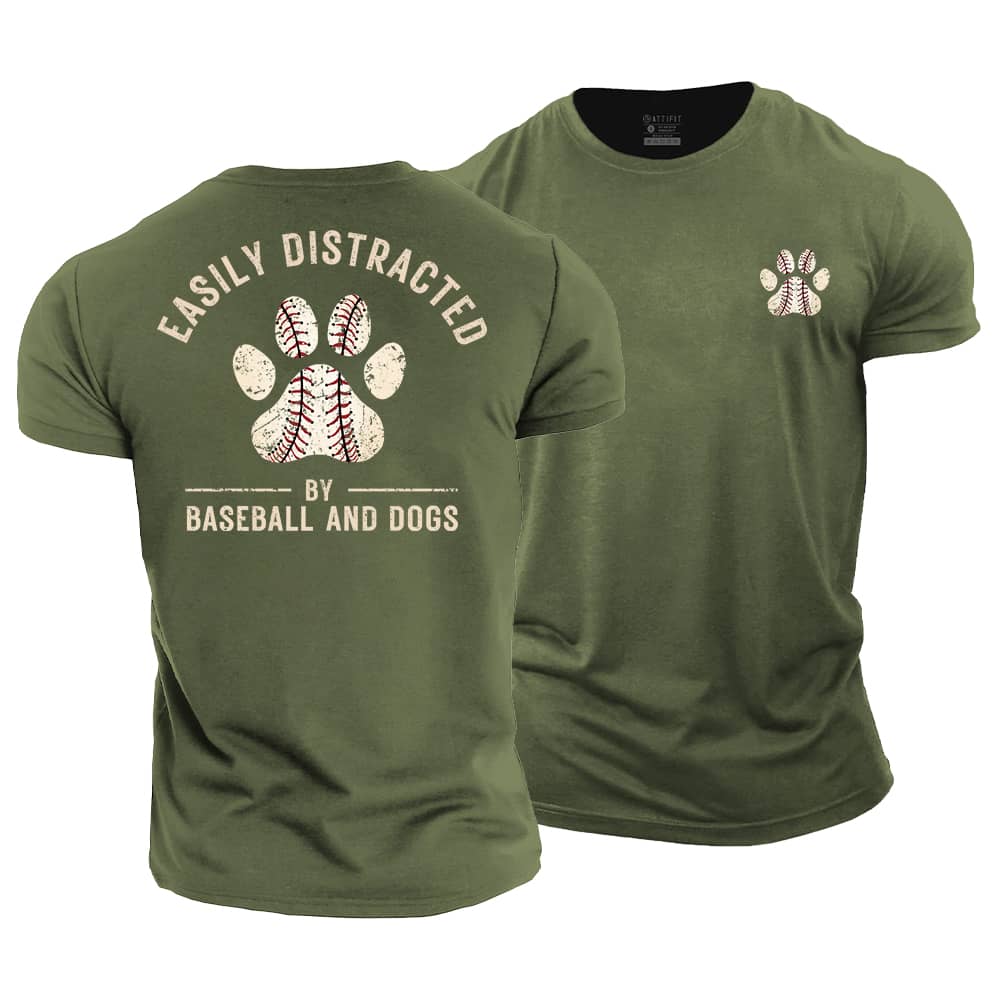 Baseball And Dog Cotton T-Shirt